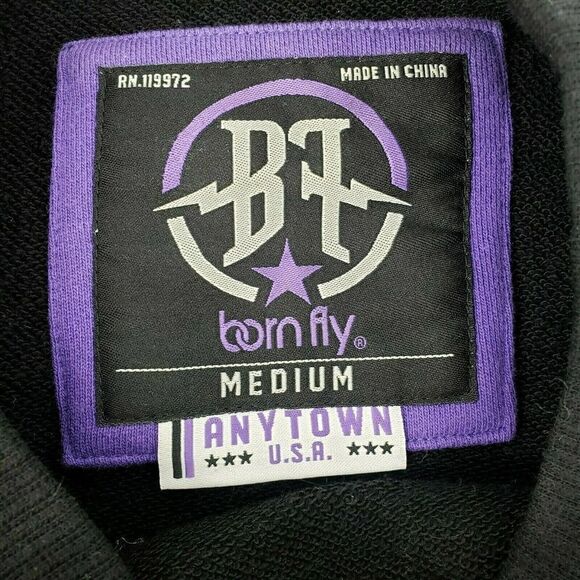 Born Fly Mens Galaxy Sweatshirt Faux Leather Elbow Patches Beyond FLy - Picture 8 of 14